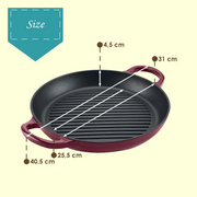 FifthSpark, Enameled Cast Iron Griddle Pan with thick surface - 32cm