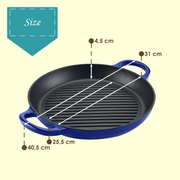 FifthSpark, Enameled Cast Iron Griddle Pan with thick surface - 32cm